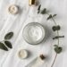 top view cream container with plant
